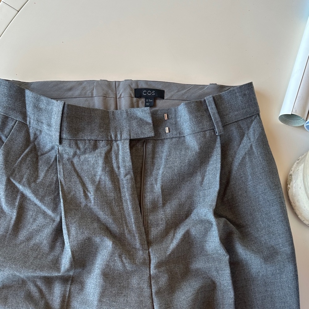 COS Charcoal Gray Pleated Trousers